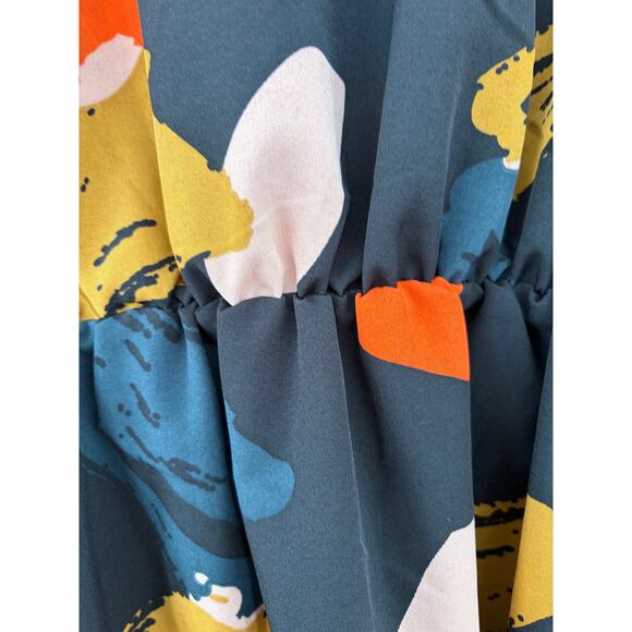 SHEIN Curve 1XL Abstract Print Wrap Dress Long Sleeve Boho Mini - Picture 3 of 5